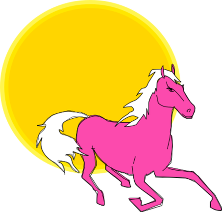 sunset pink horse