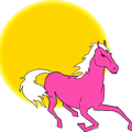 sunset pink horse